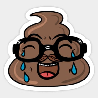 Crying poop emoji with moustache Sticker